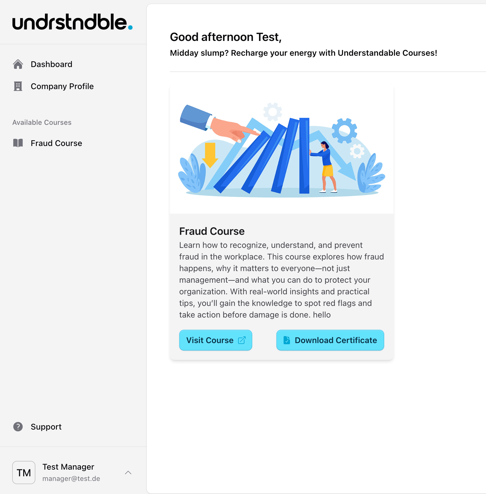 Compliance portal interface overview